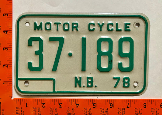 1978 New Brunswick #37-189 Motorcycle License Plate