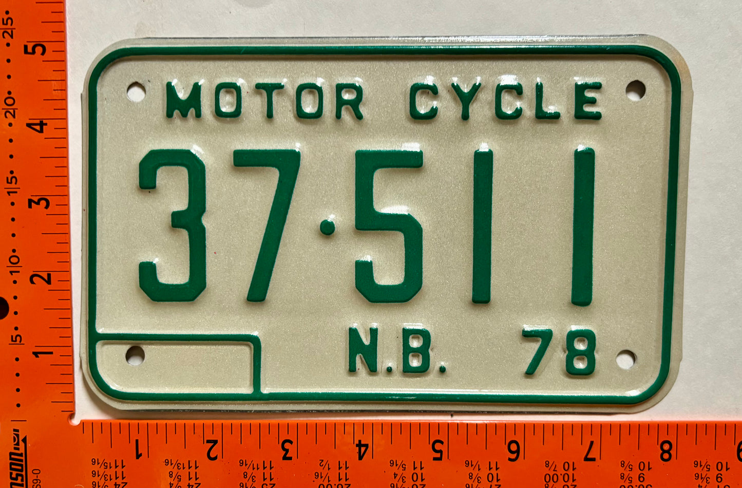 1978 New Brunswick #37-511 Motorcycle License Plate