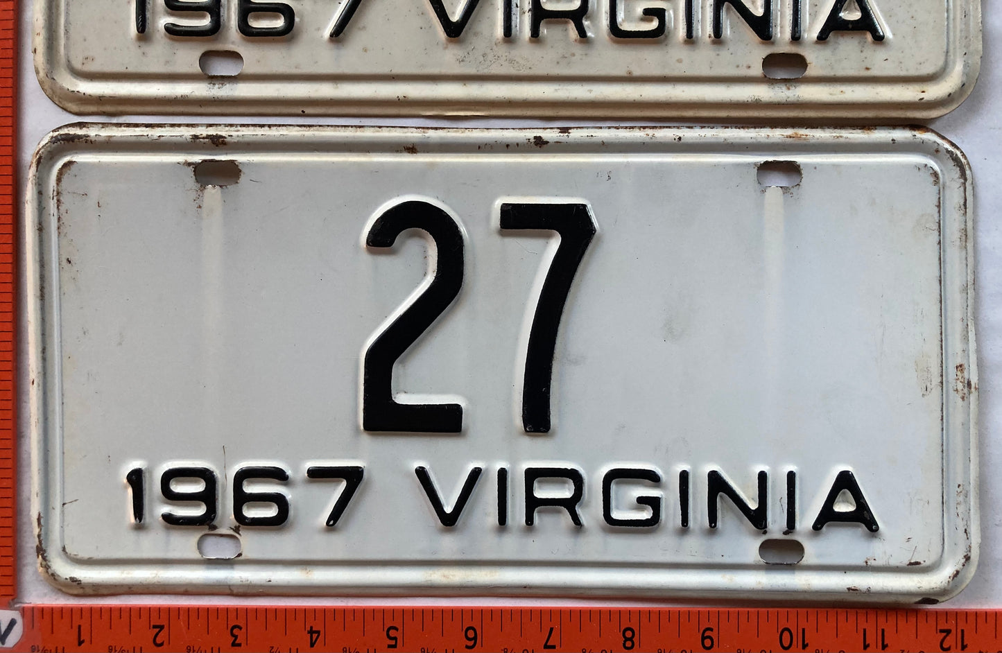 1967 Virginia #27 Passenger License Plate (Pair)