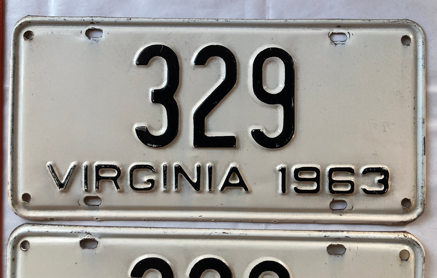 1963 Virginia #329 Passenger License Plate (Pair)