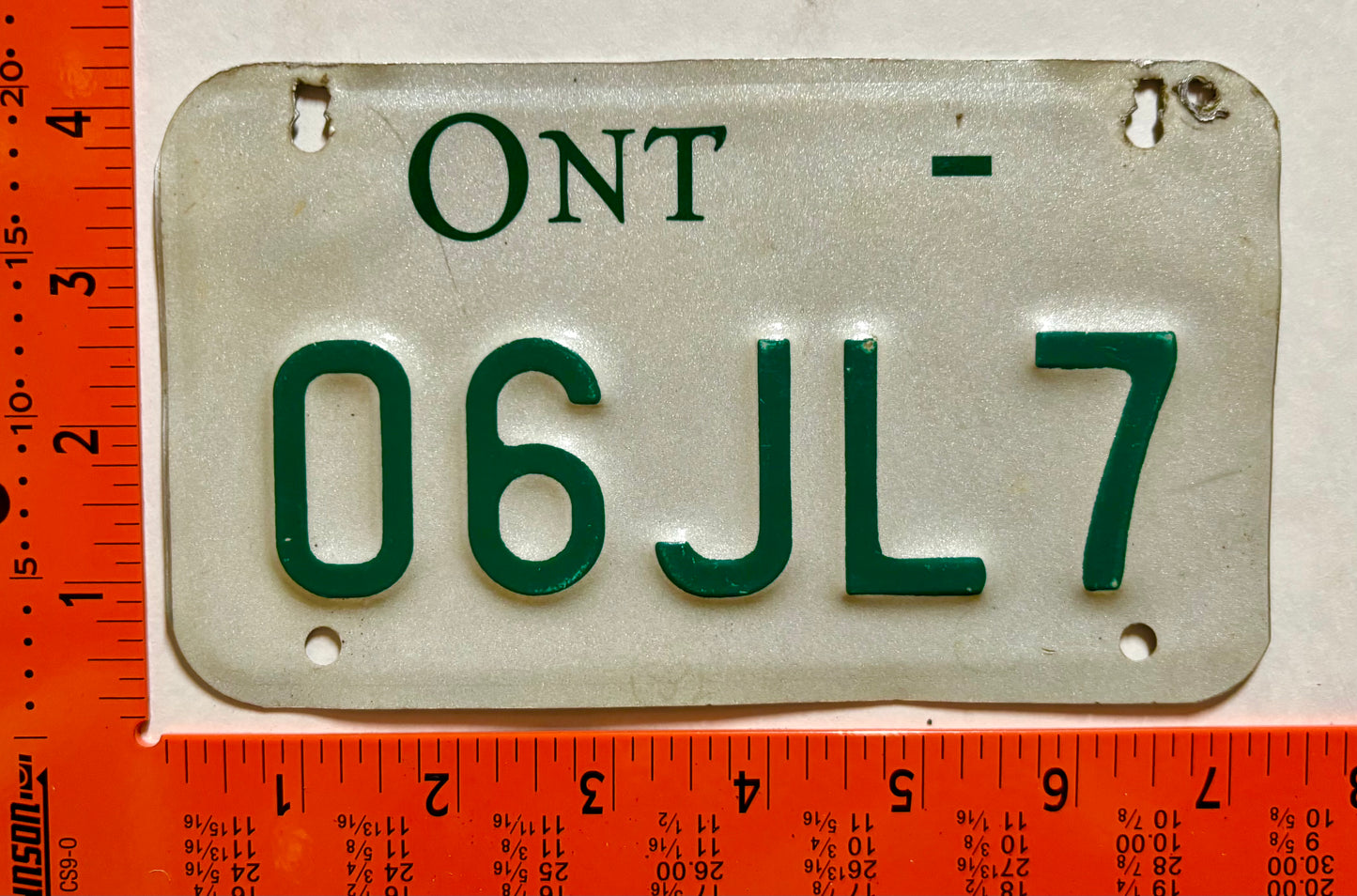 undated Ontario #06JL7 Off-Road Vehicle License Plate