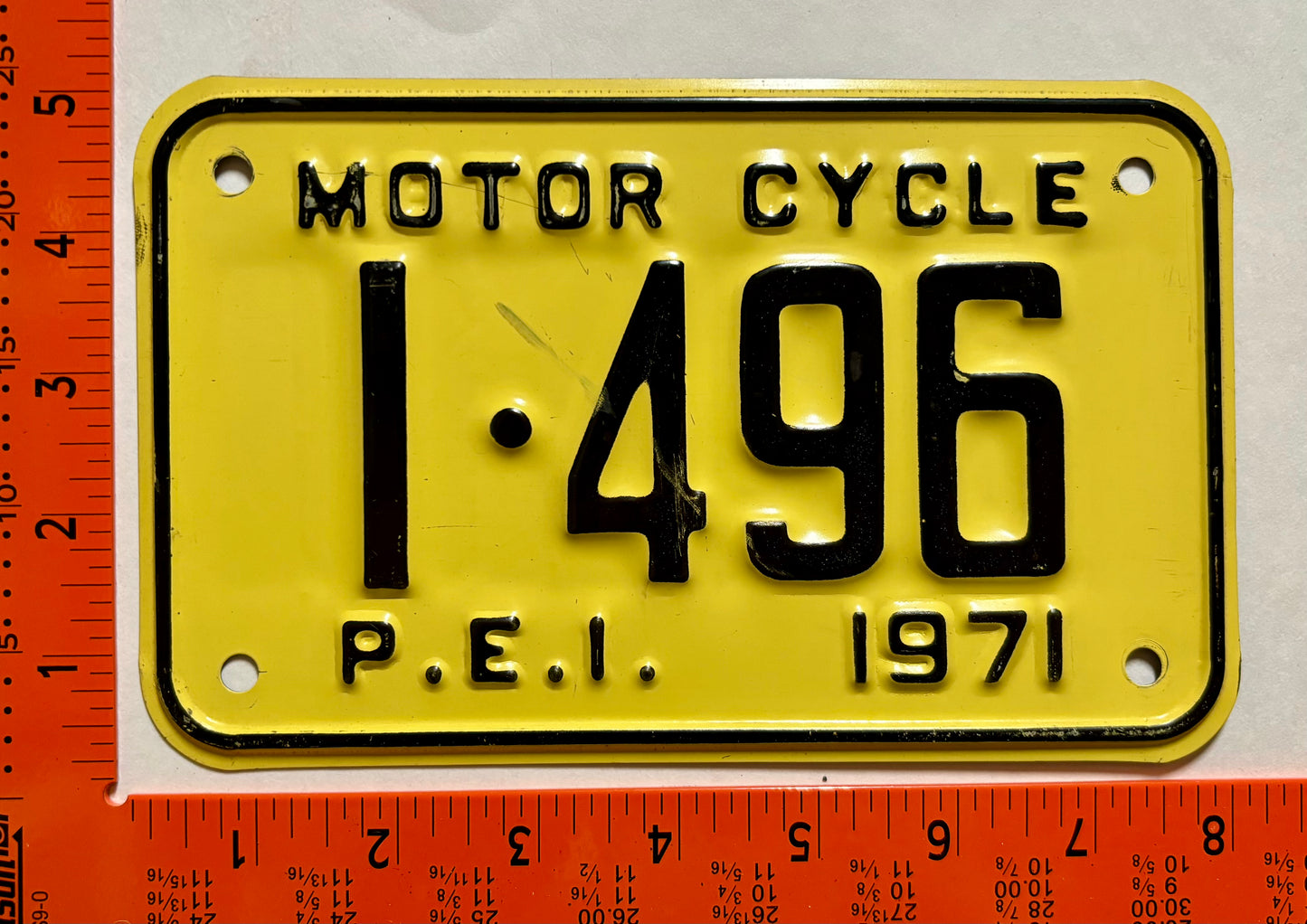 1971 Prince Edward Island #1-496 Motorcycle License Plate