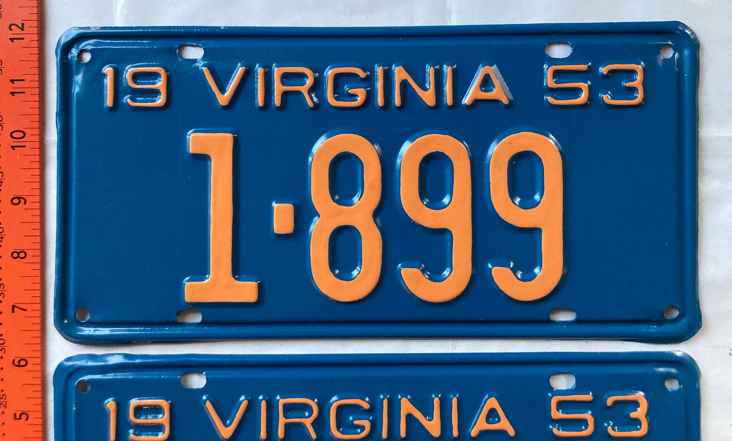 1953 Virginia #1-899 Passenger License Plate (Pair) (Repaint)
