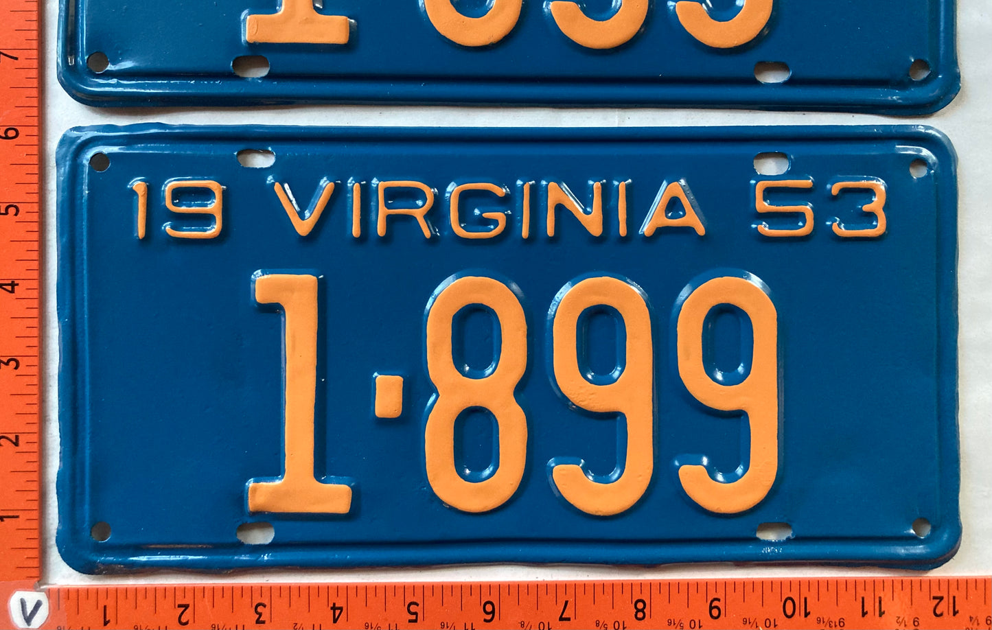 1953 Virginia #1-899 Passenger License Plate (Pair) (Repaint)