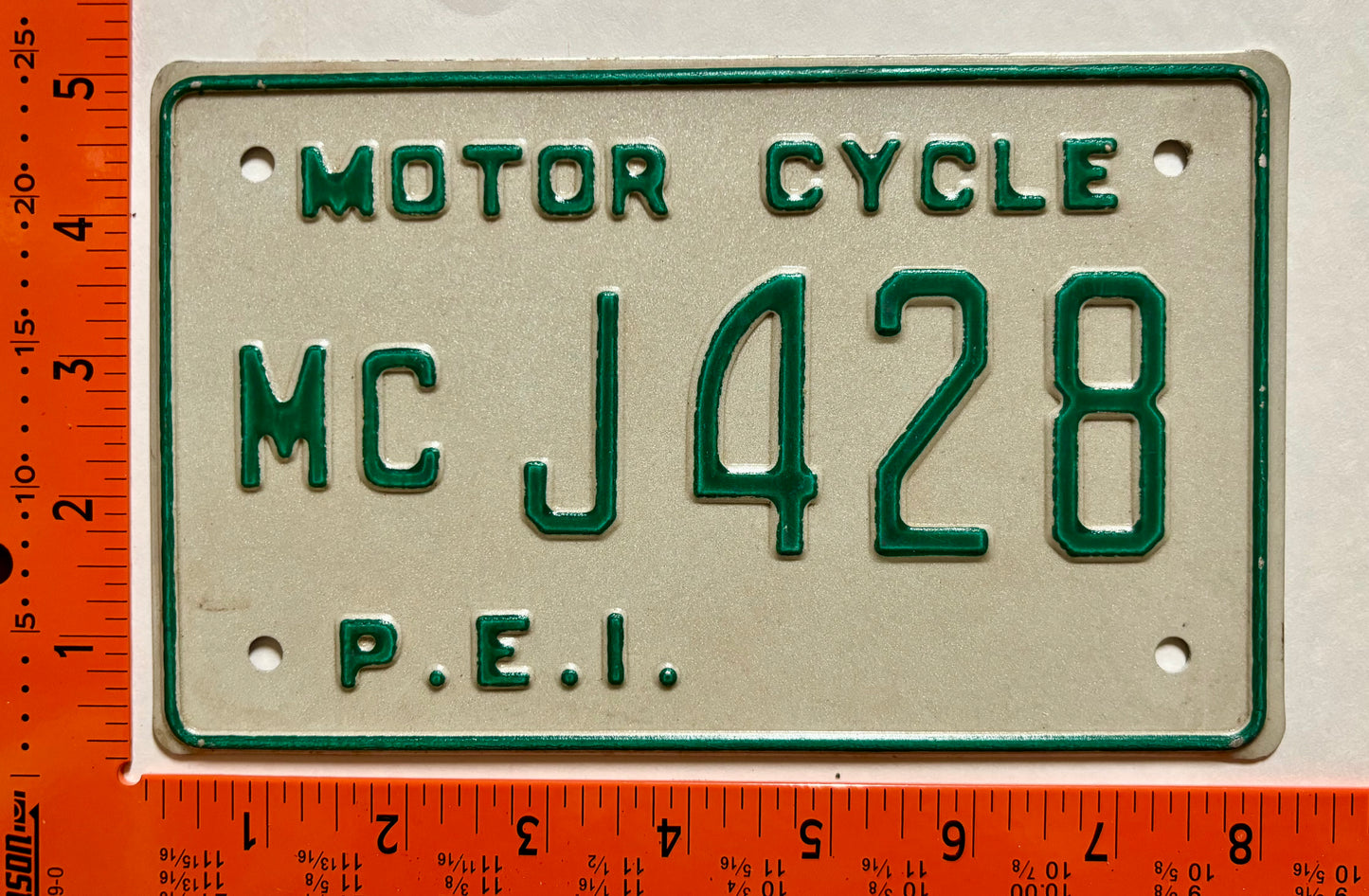 undated Prince Edward Island #J428 Motorcycle License Plate