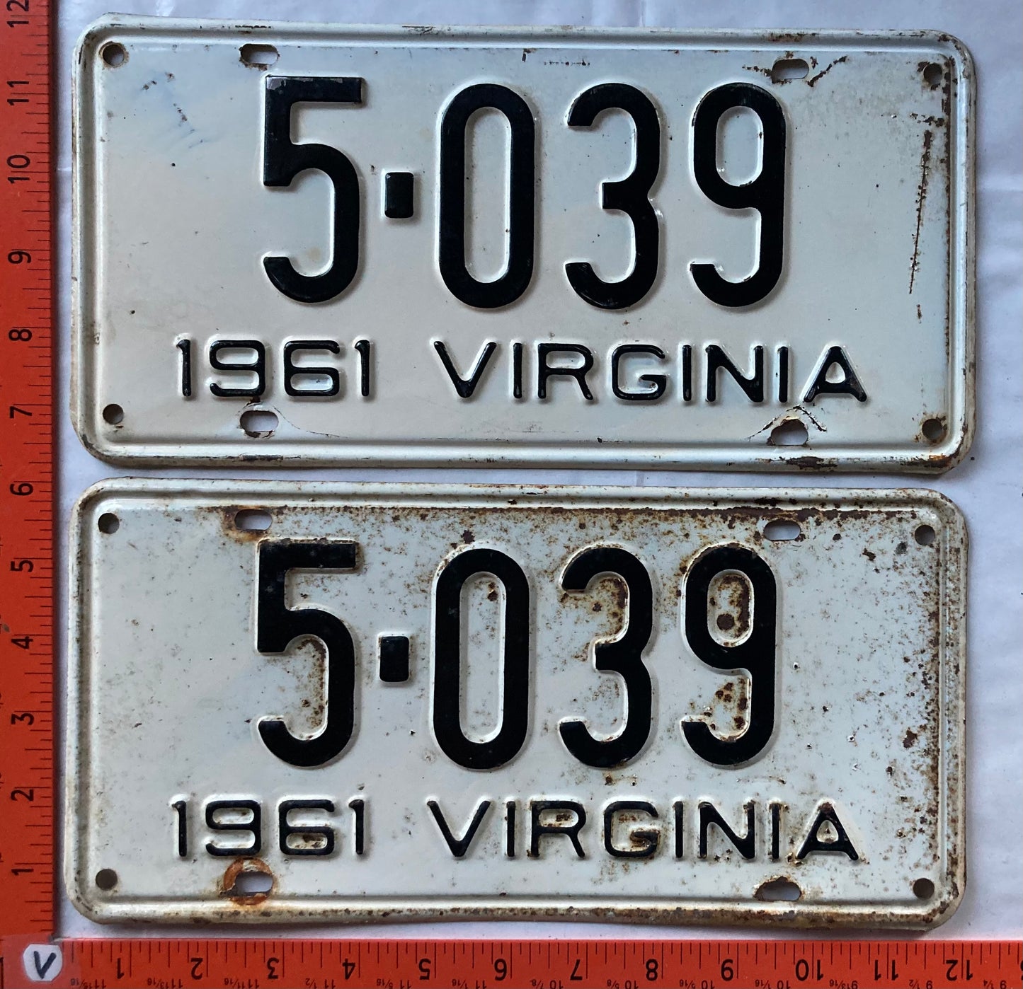 1961 Virginia #5-039 Passenger License Plate (Pair)