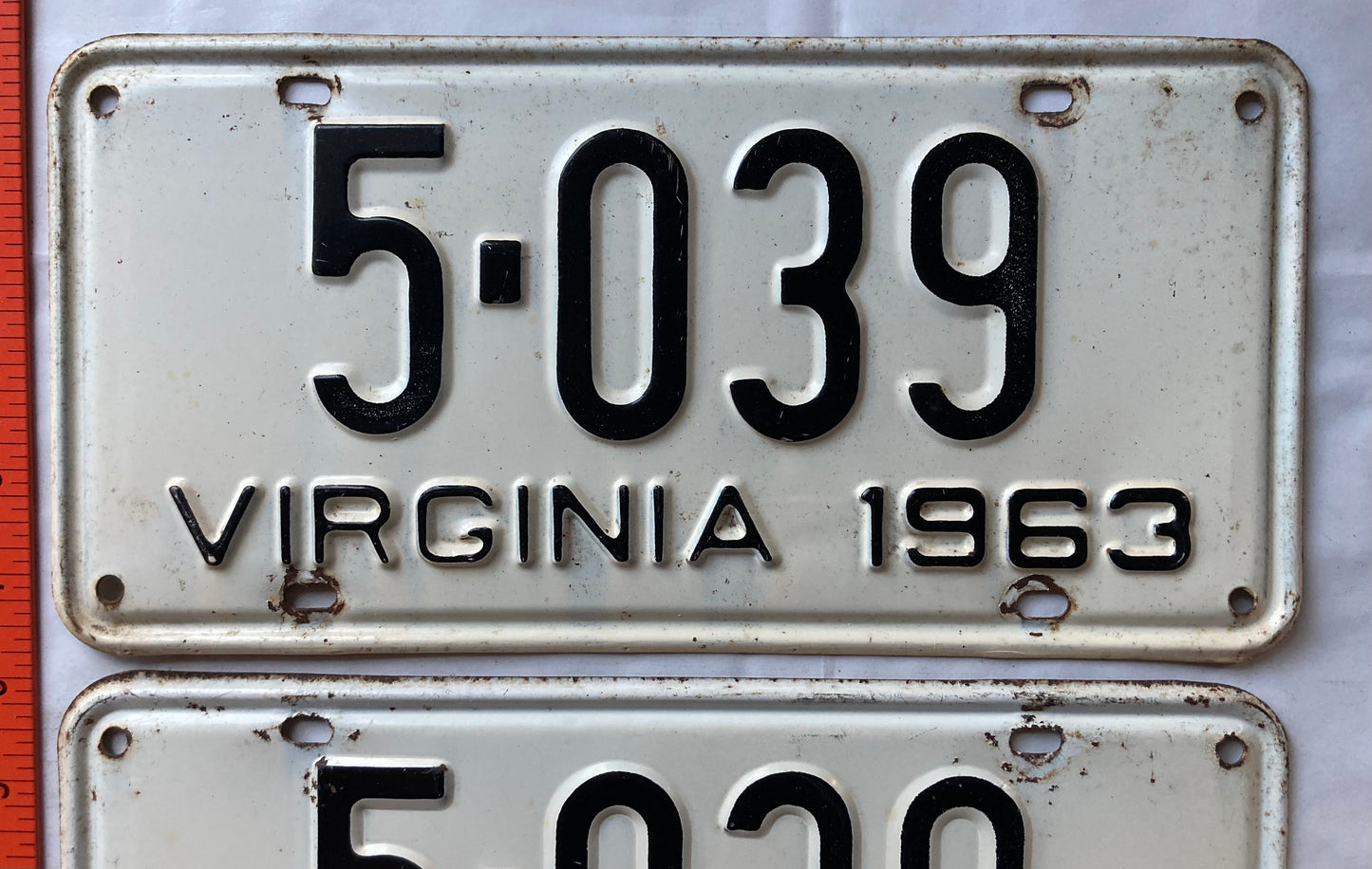1963 Virginia #5-039 Passenger License Plate (Pair)