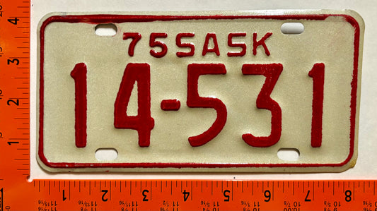 1975 Saskatchewan #14-531 Motorcycle License Plate