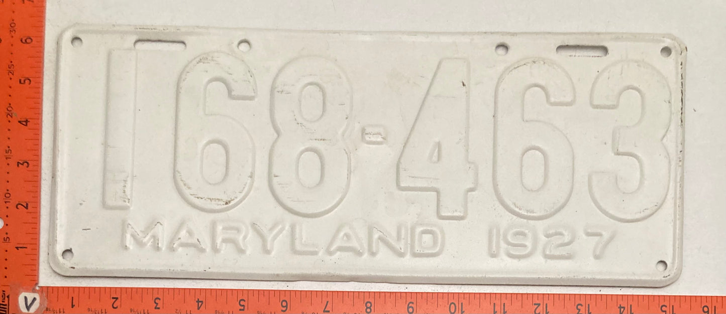1927 Maryland #168-463 Passenger License Plate