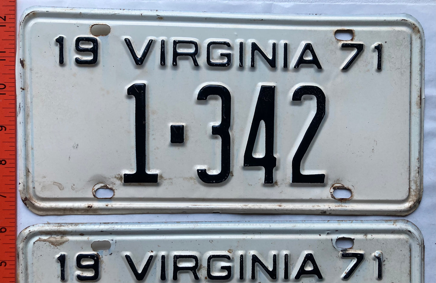 1971 Virginia #1-342 Passenger License Plate (Pair)
