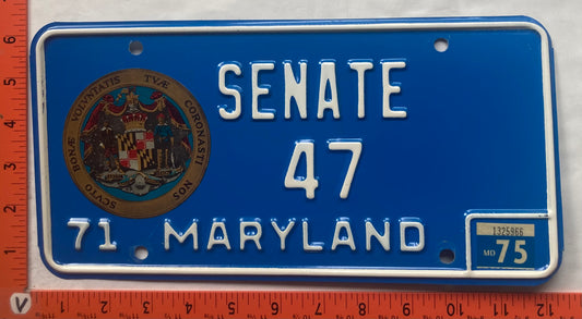 1975 Maryland #47 Senate License Plate