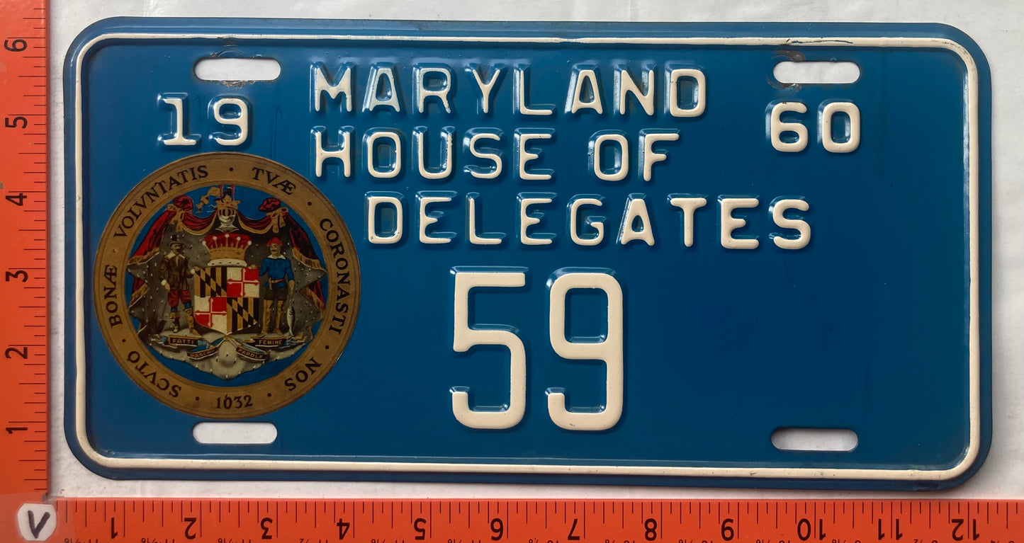 1960 Maryland #59 House of Delegates License Plate