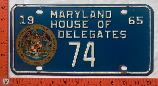 1965 Maryland #74 House of Delegates License Plate