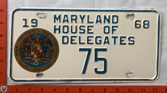 1968 Maryland #75 House of Delegates License Plate