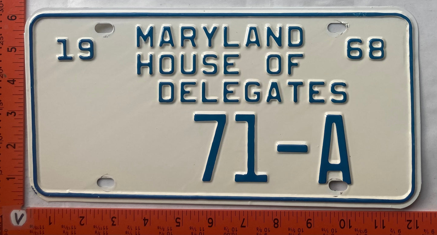 1968 Maryland #71-A House of Delegates License Plate