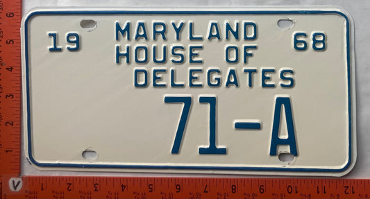 1968 Maryland #71-A House of Delegates License Plate