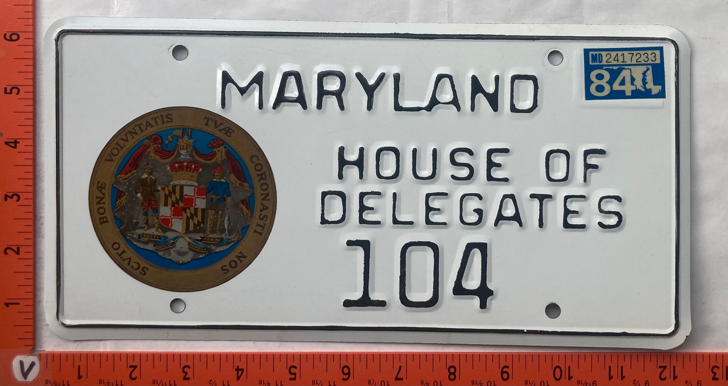 1984 Maryland #104 House of Delegates License Plate