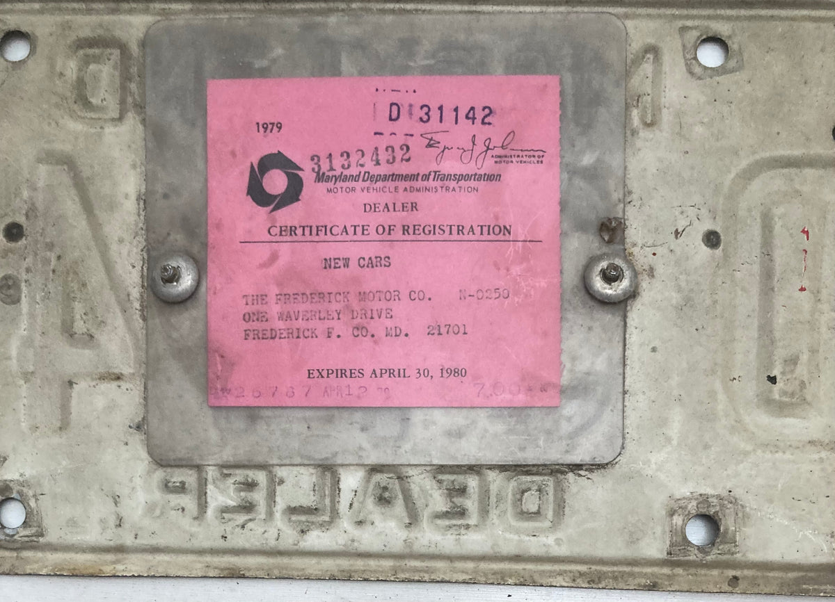 1980 Maryland #D 31142 Dealer License Plate