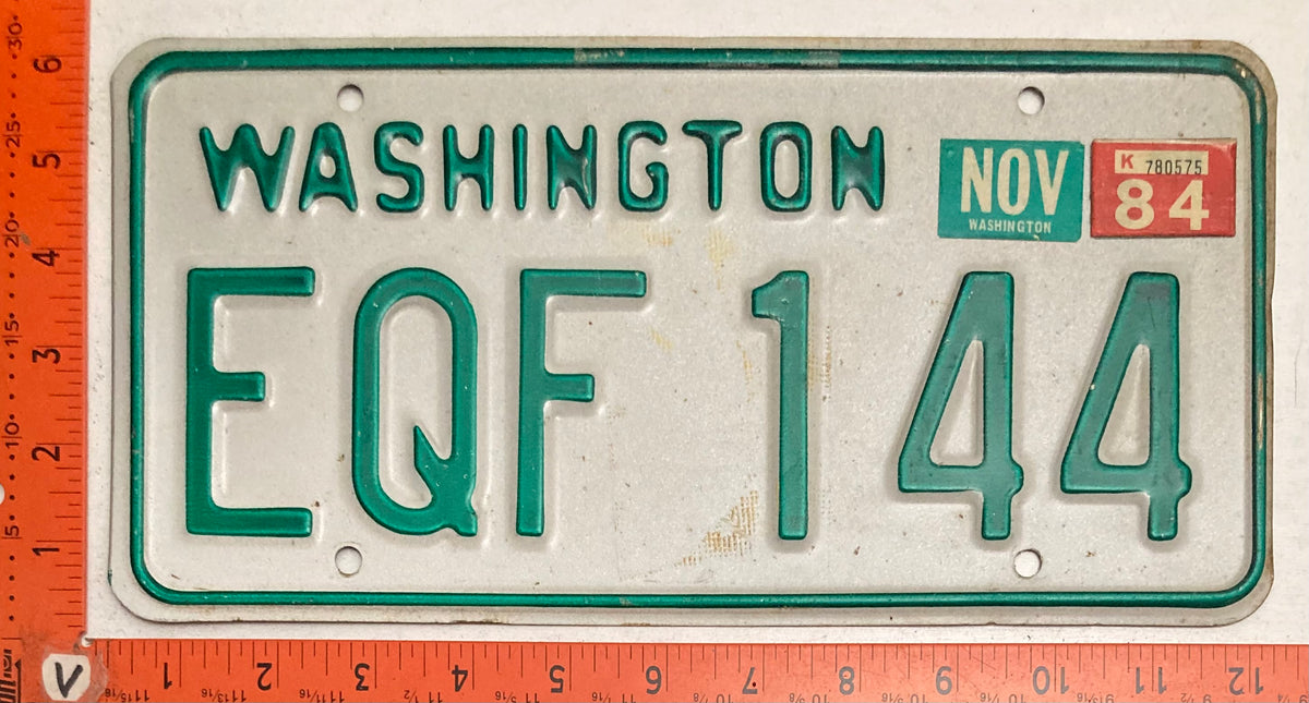 1984 Washington #EQF 144 Passenger License Plate