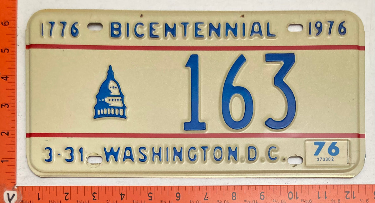 1976 Washington, DC #163 Passenger License Plate
