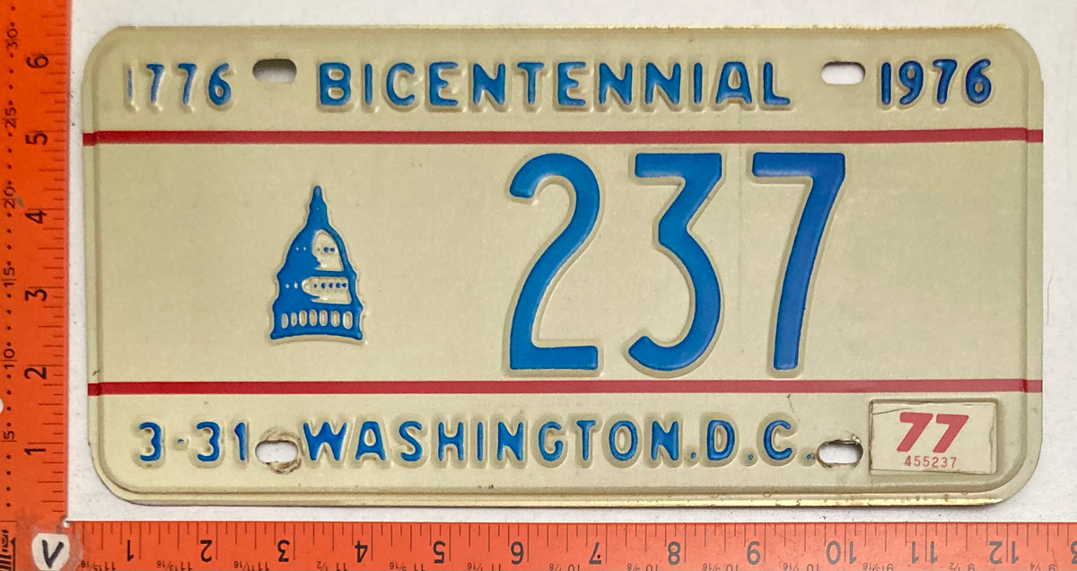 1977 Washington, DC #237 Passenger License Plate