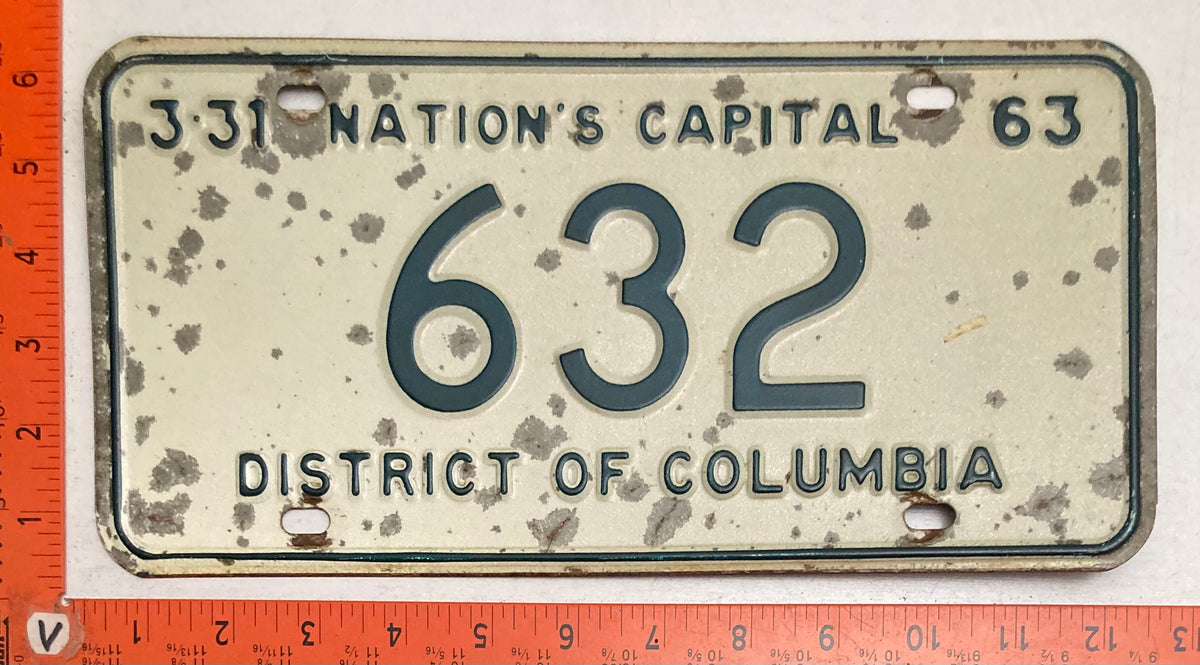 1963 Washington, DC #632 Passenger License Plate