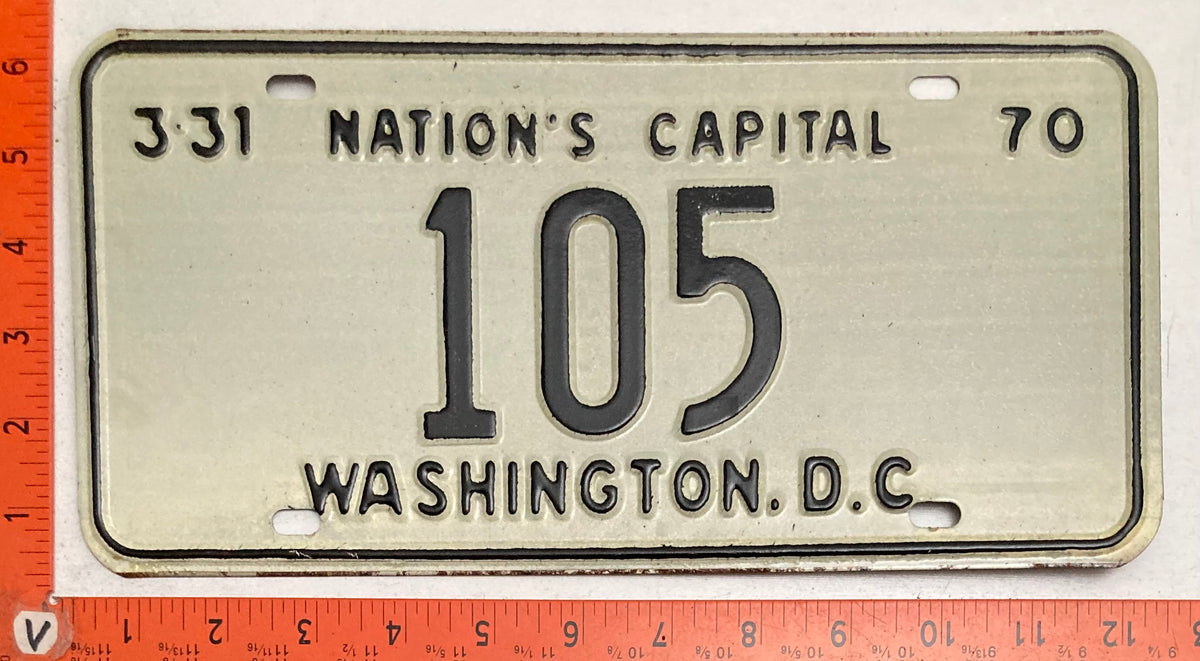 1970 Washington, DC #105 Passenger License Plate