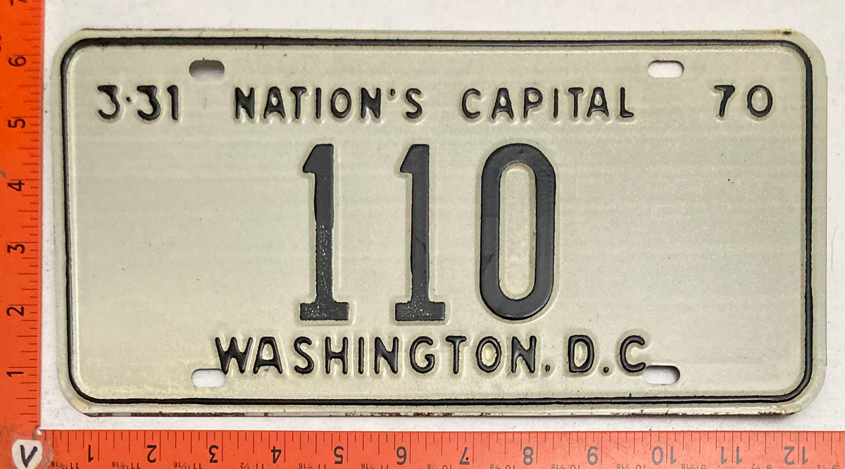 1970 Washington, DC #110 Passenger License Plate