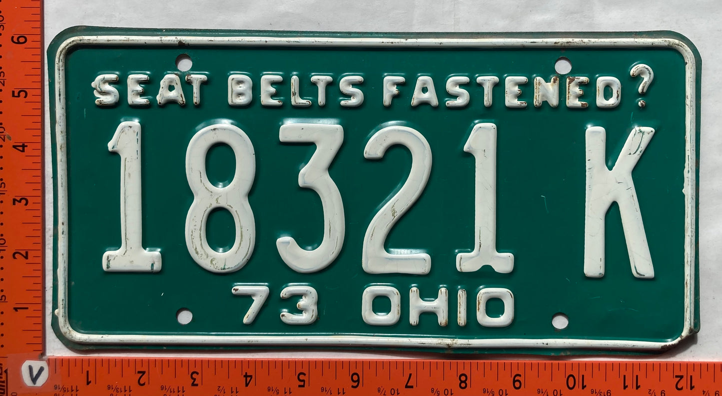 1973 Ohio #18321K Passenger License Plate