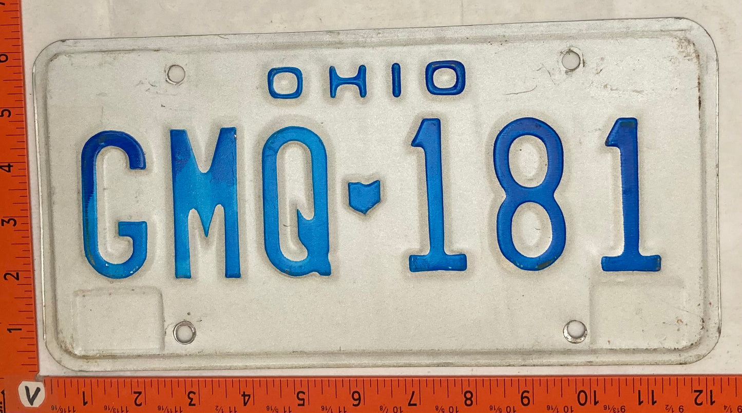 1986 Ohio #GMQ 181 Passenger License Plate