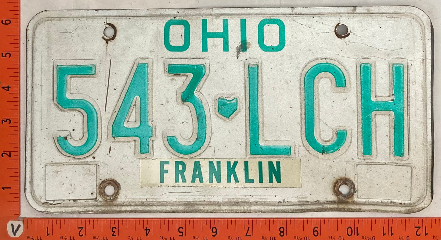 1991 Ohio #543 LCH Passenger License Plate