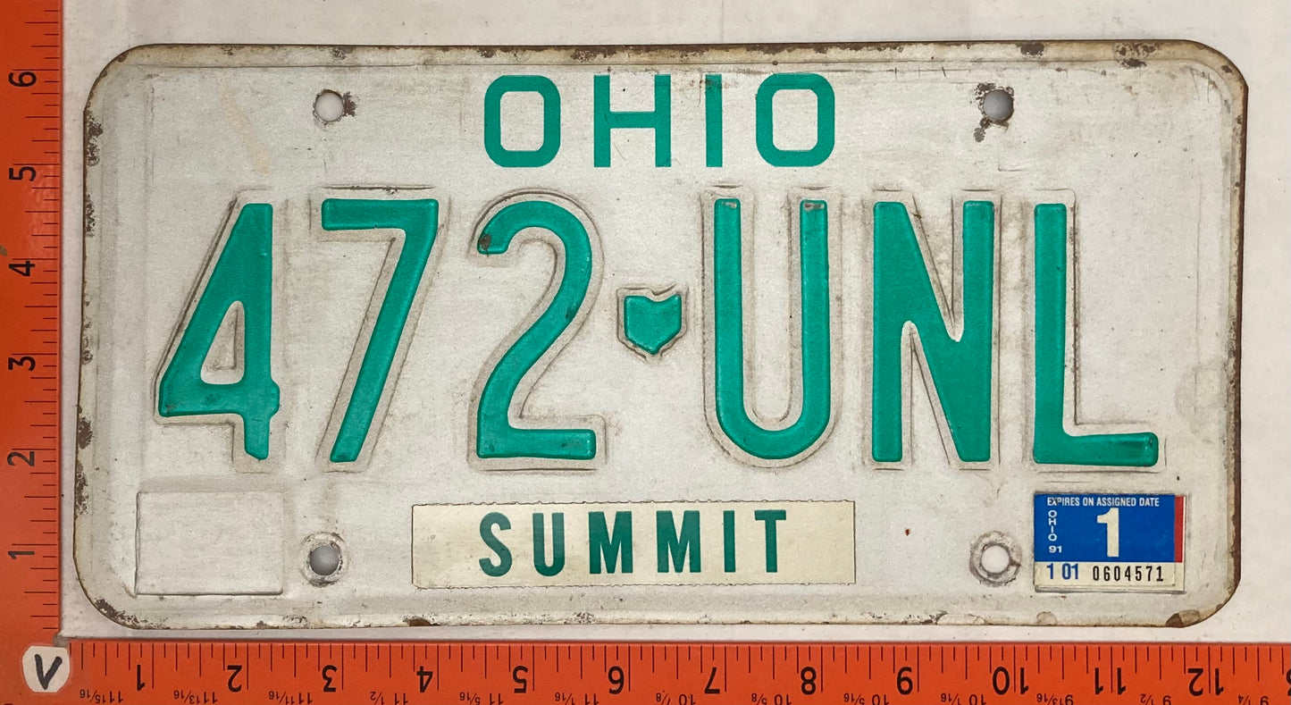 1991 Ohio #472 UNL Passenger License Plate