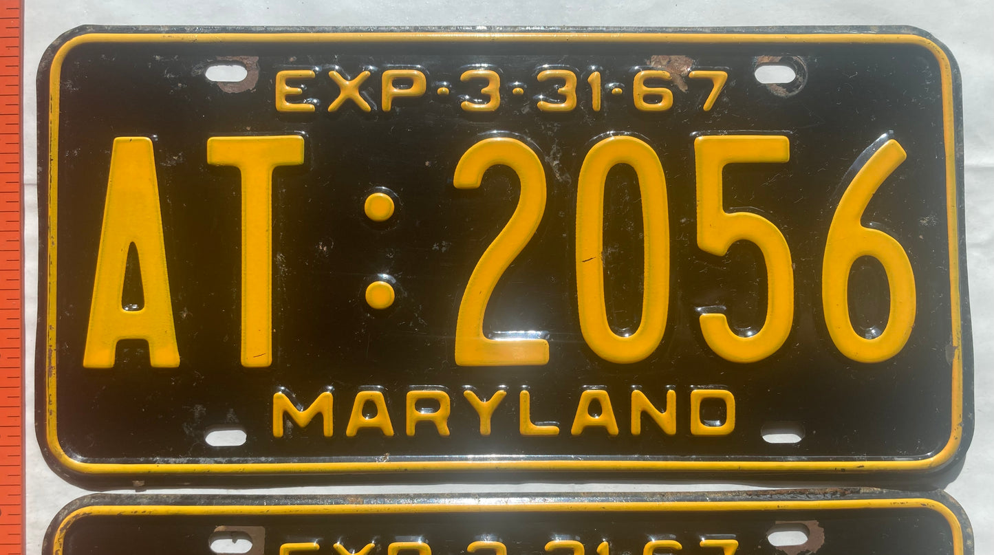 1967 Maryland #AT:2056 Passenger License Plate (Pair)
