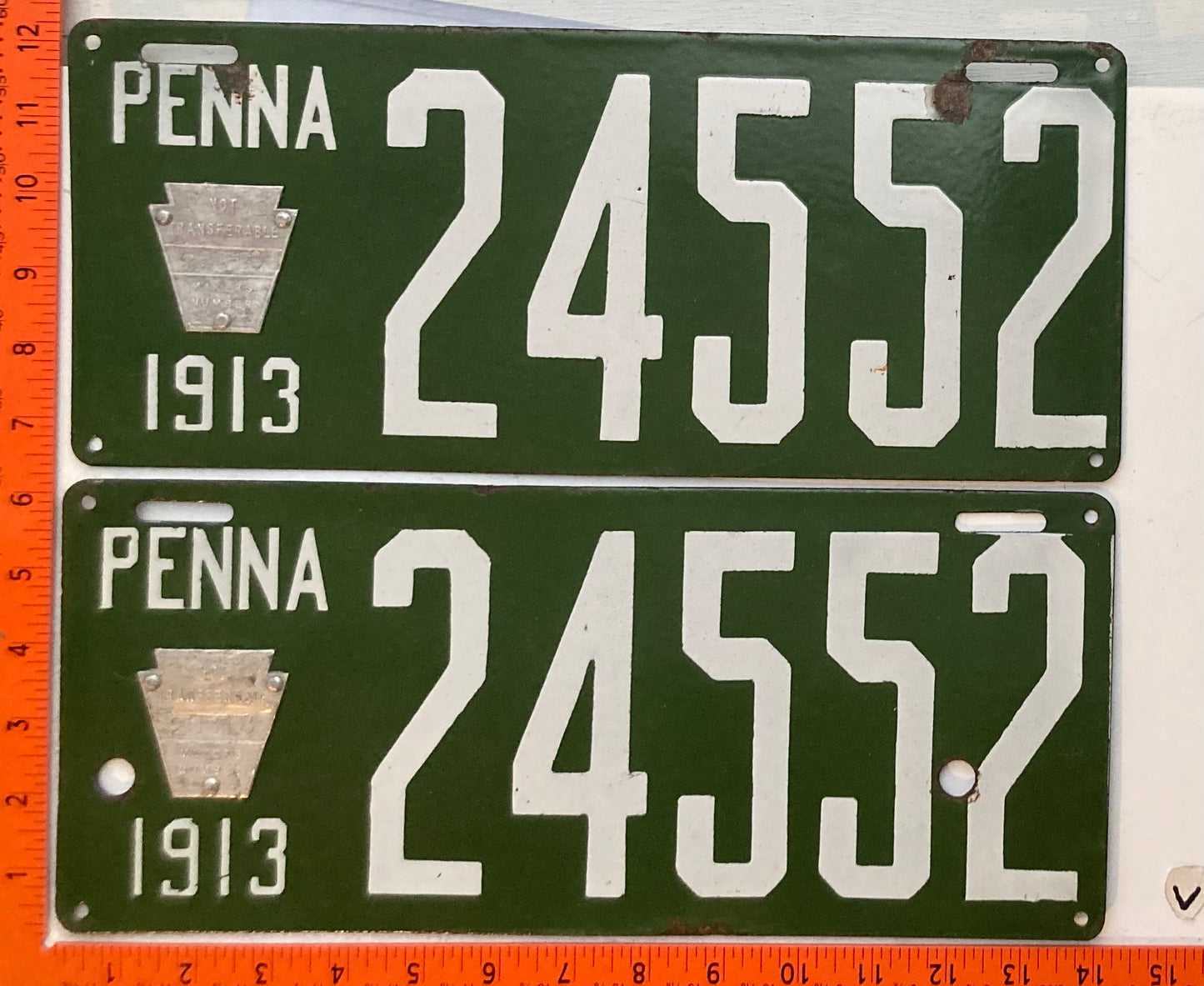 1913 Pennsylvania #24552 Passenger License Plate (Pair)