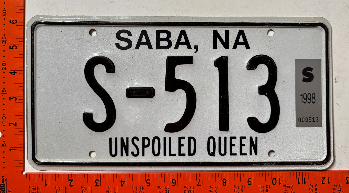 1998 Saba #S-513 Passenger License Plate