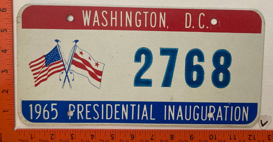 1965 Washington, DC #2768 Presidential Inaugural Passenger License Plate