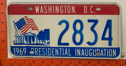 1969 Washington, DC #2834 Presidential Inaugural Passenger License Plate