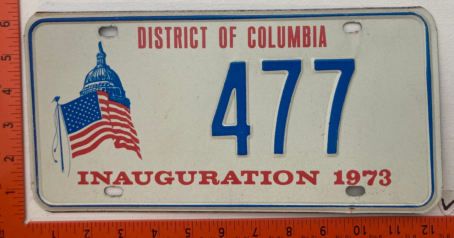1973 Washington, DC #949 Presidential Inaugural Passenger License Plate