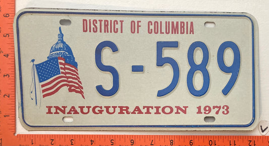 1973 Washington, DC #S-589 Presidential Inaugural Passenger License Plate