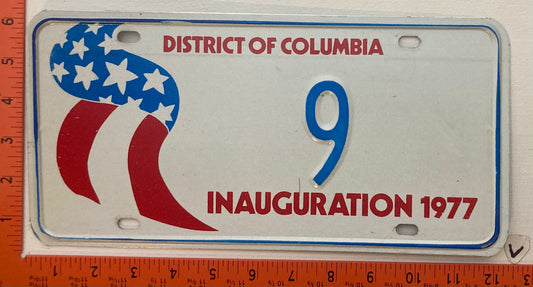 1977 Washington, DC #9 Presidential Inaugural Passenger License Plate