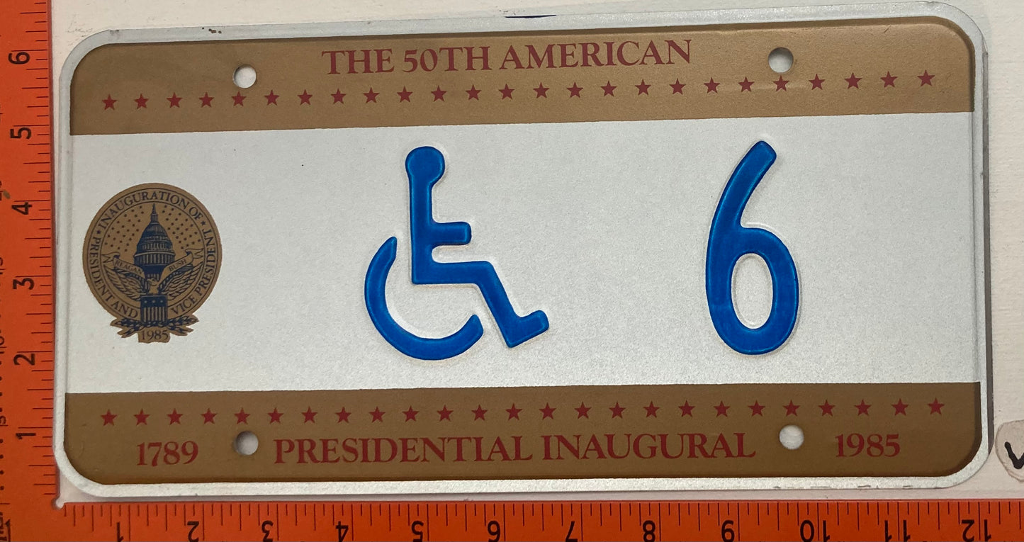 1985 Washington, DC #6 Handicapped Presidential Inaugural License Plate