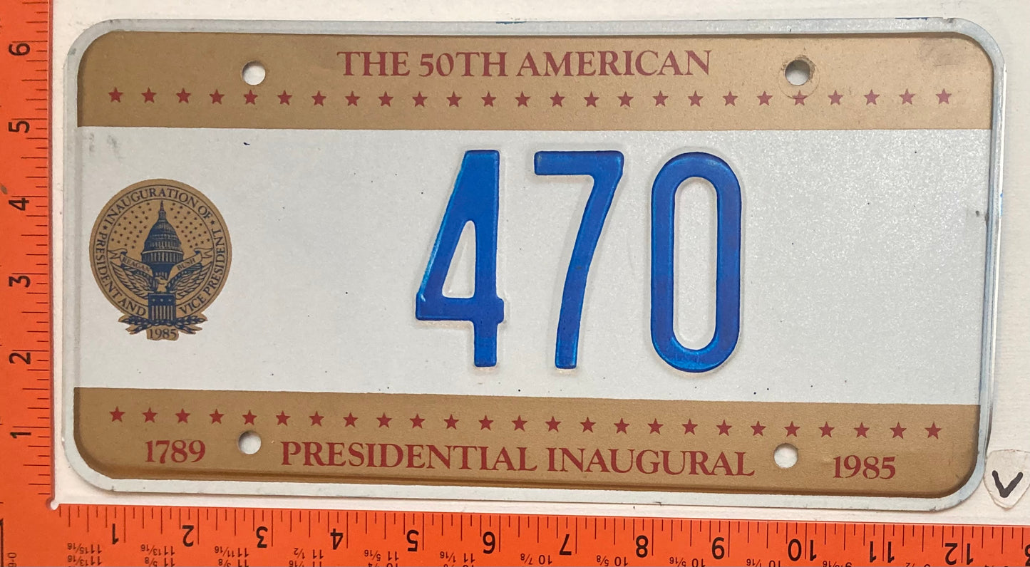 1985 Washington, DC #470 Presidential Inaugural Passenger License Plate