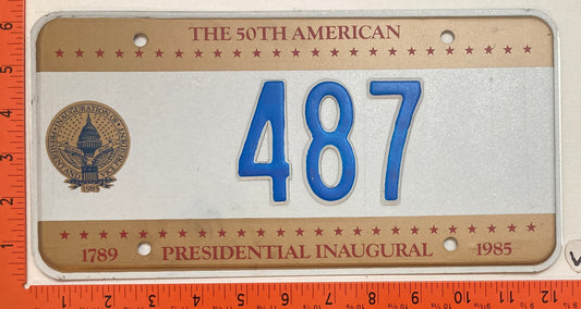 1985 Washington, DC #487 Presidential Inaugural Passenger License Plate