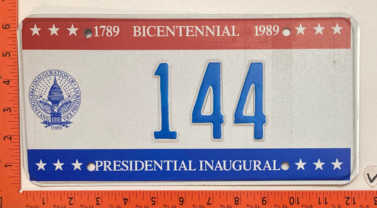 1989 Washington, DC #144 Presidential Inaugural Passenger License Plate