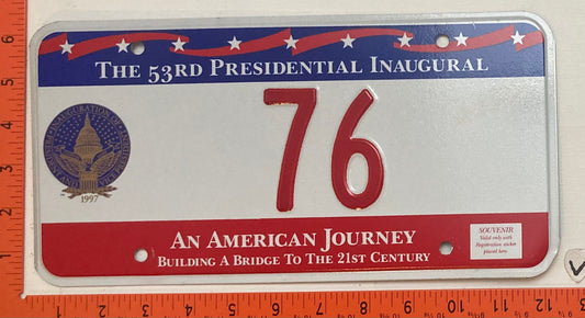 1997 Washington, DC #76 Presidential Inaugural Passenger License Plate