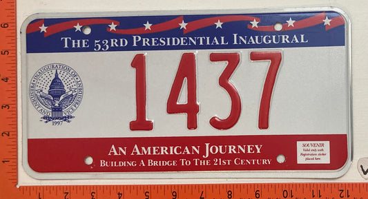 1997 Washington, DC #1437 Presidential Inaugural Passenger License Plate