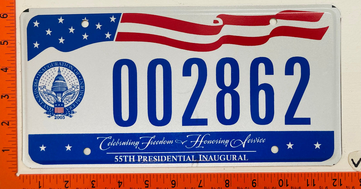 2005 Washington, DC #002862 Presidential Inaugural Passenger License Plate