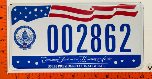 2005 Washington, DC #002862 Presidential Inaugural Passenger License Plate