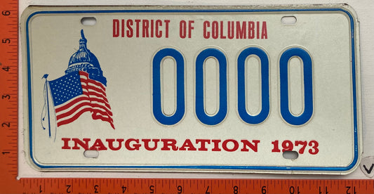 1973 Washington, DC #0000 Presidential Inaugural Passenger License Plate (Sample)