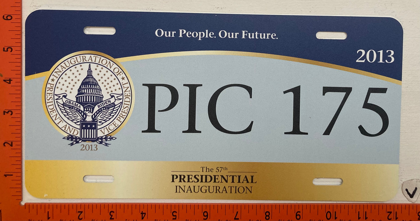 2013 Washington, DC #PIC 175 Presidential Inaugural Passenger License Plate